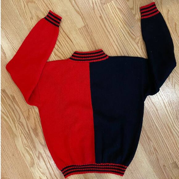 VTG Mickey Mouse Red and Black 100% Knitted Shetland Wool Sweater S - Picture 4 of 10